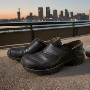 Merrell Primo Patch Women's 9 Black Clog Leather Shoes Comfort Slip-On Casual